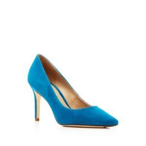 SJP Womens Blue Satin Padded Fawn Pointed Toe Stiletto Slip On Dress Pumps 37.5